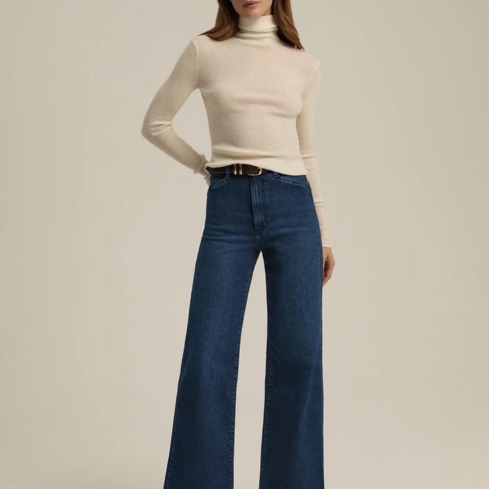 Favorite Daughter Navy Wide Leg Jeans